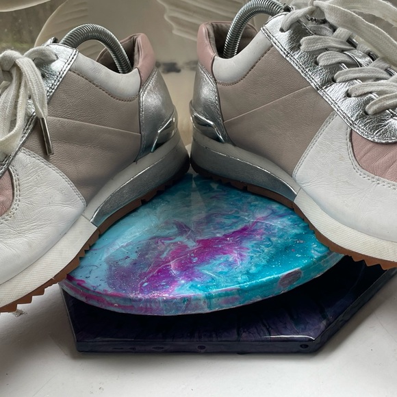 Michael Kors sz10 Allie Trainers White, Silver & Pink Lace-Up Sneakers - Picture 5 of 10